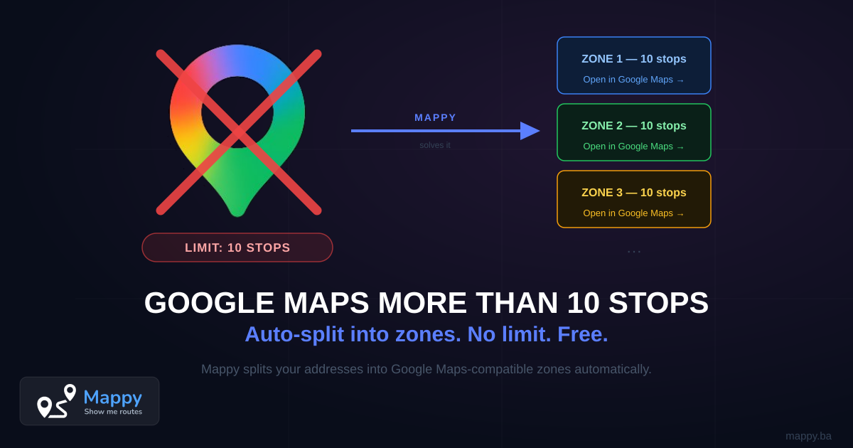 Google Maps More Than 10 Stops — Free Workaround | Mappy